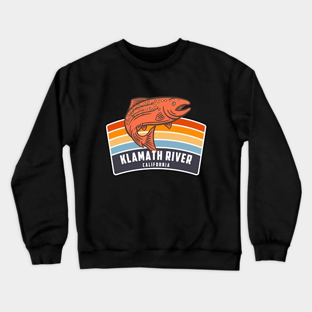 Klamath River California Salmon Fishing Graphic Crewneck Sweatshirt by Eureka Shirts